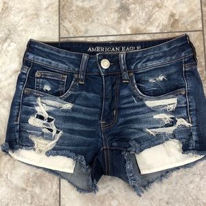 AMERICAN EAGLE SUPER STRETCH SHORTIE DISTRESSED 2